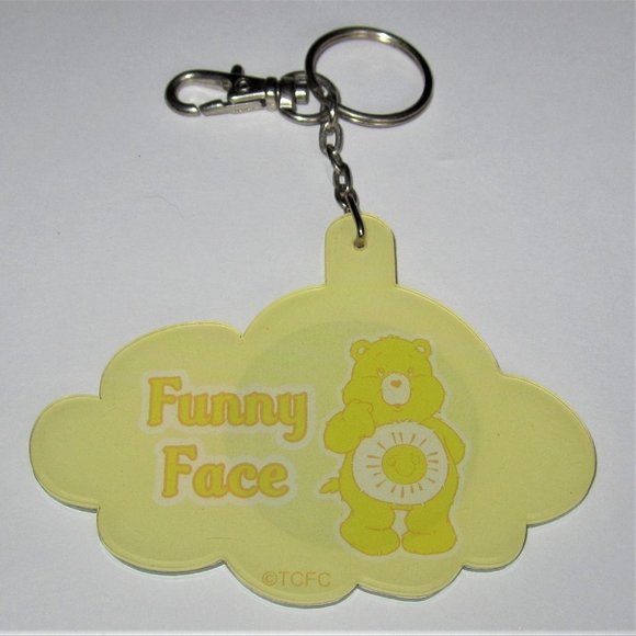 Care Bears Yellow "Funny Face" Key Chain with Mirror - Funshine Bear - Picture 1 of 2